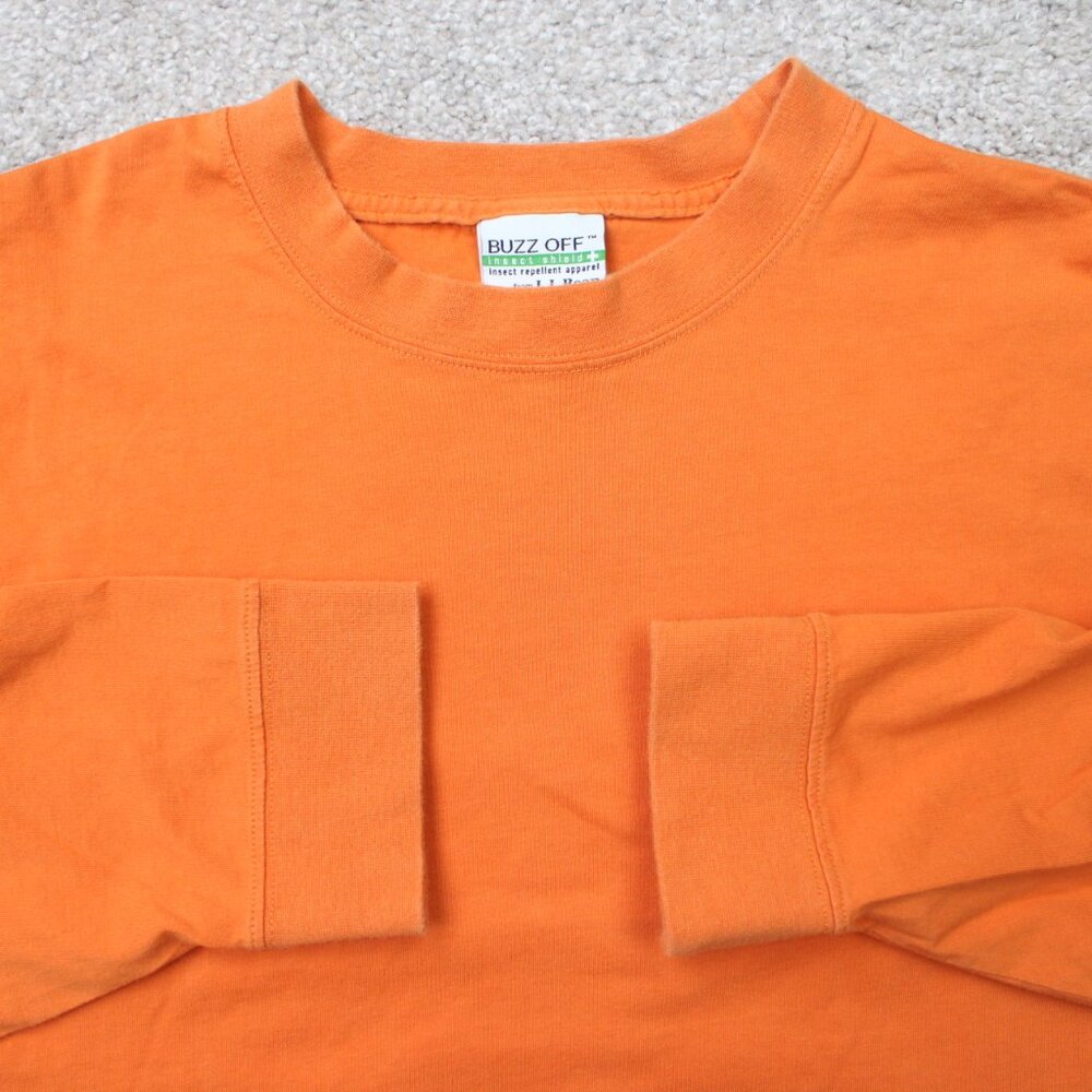 L.L. Bean Buzz Off Shirt Mens Large Orange‎ Insect Shield Cotton Long Sleeve